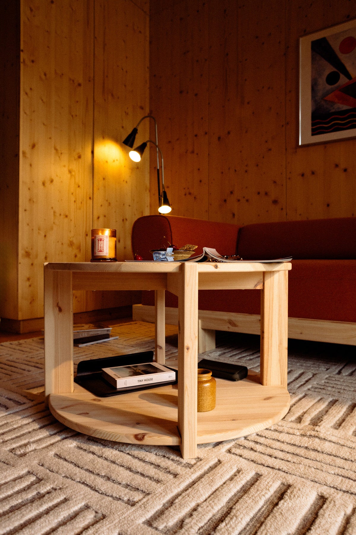 TUCK COFFEE TABLE RAW ROUND W. BIG STORAGE RAW