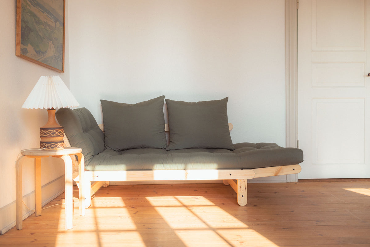 ENSEMBLE BEAT LAQUÉ TRANSPARENT AVEC MATELAS BEAT BRUN ARGILE MAT