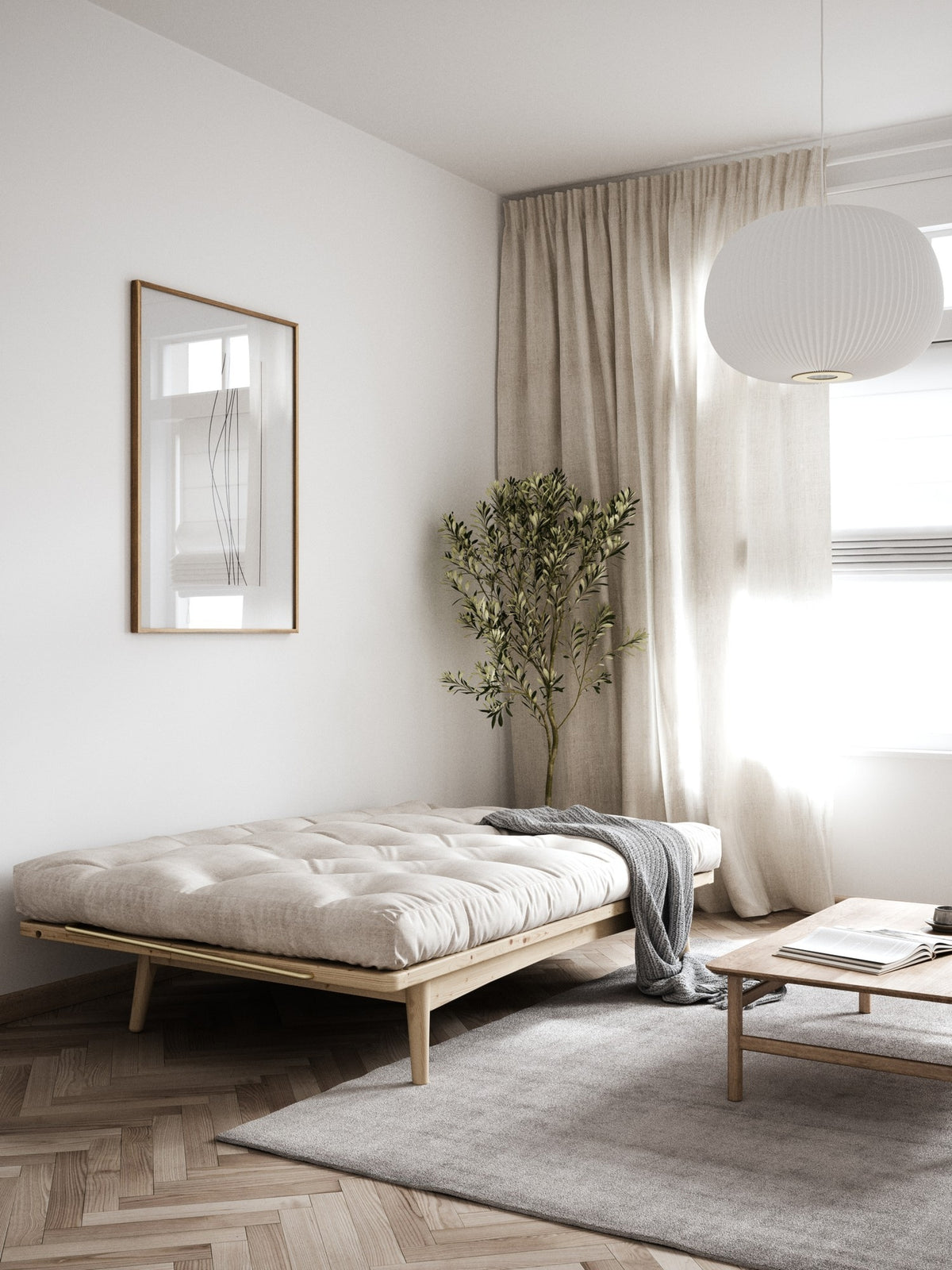 FOLK CLEAR LACQUERED W. 5-LAYER MIXED MATTRESS FUDGE BROWN
