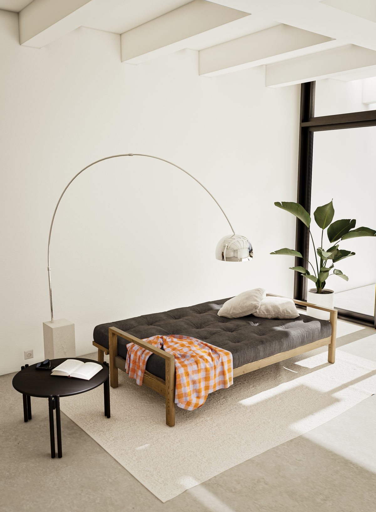 POMMEAU CAROUBE MARRON AVEC MATELAS MIXTE 5 COUCHES GRIS FONCÉ