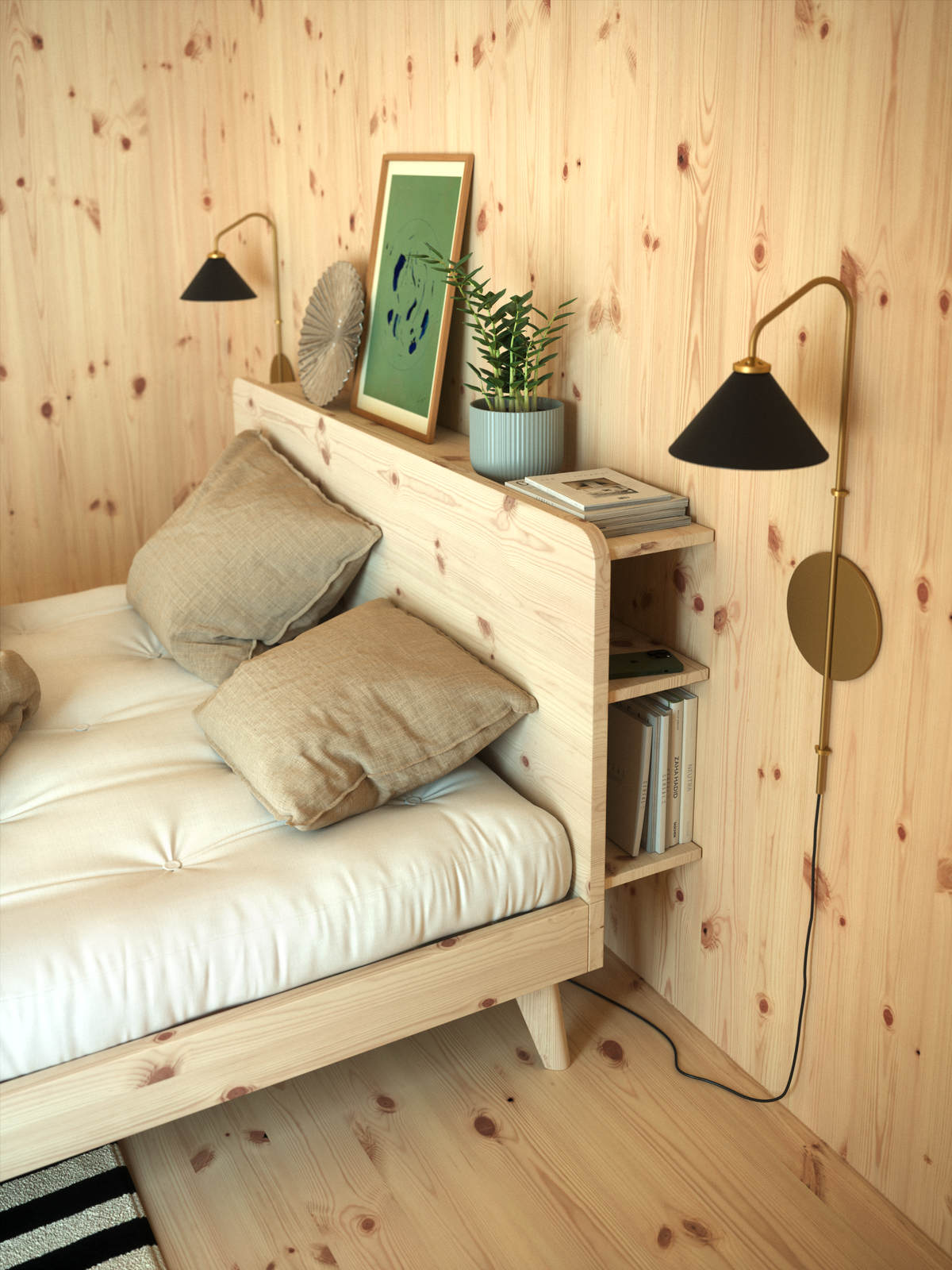 RETREAT BED CLEAR LACQUERED 140 X 200