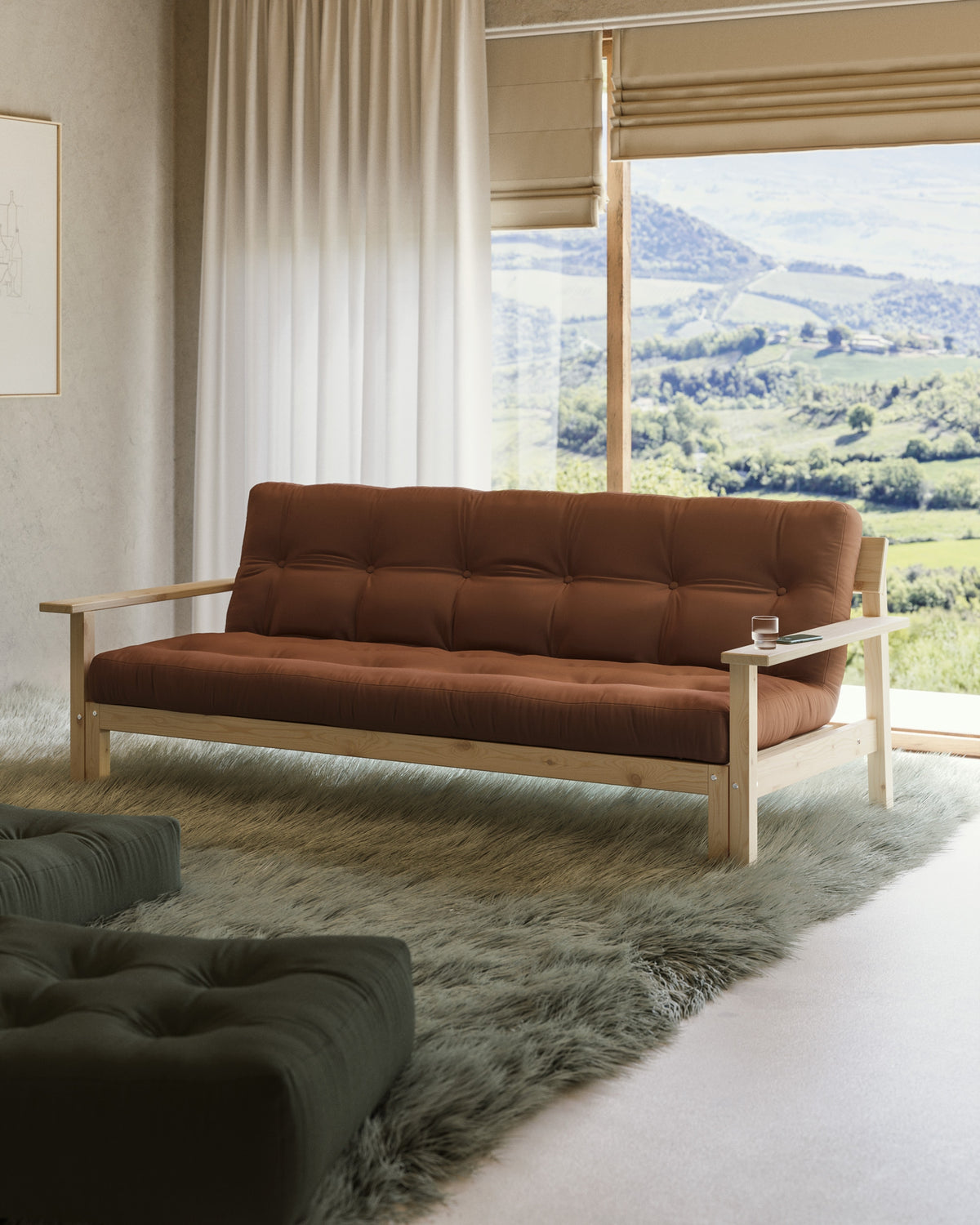 UNWIND CLEAR LACQUERED W. 5-LAYER MIXED MATTRESS BROWN