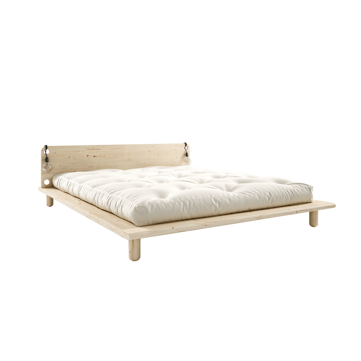 PEEK BED CLEAR LACQUERED 160 X 200 W. 2 BED LAMPS