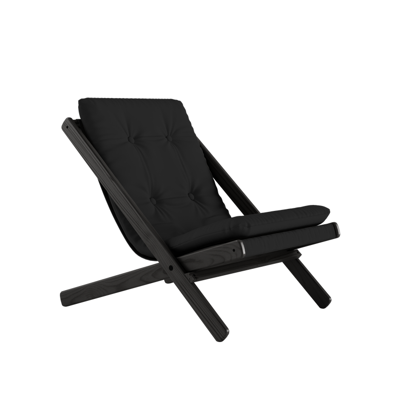 BOOGIE NOIR LAQUÉ HÊTRE AVEC MATELAS BOOGIE GRIS FONCÉ