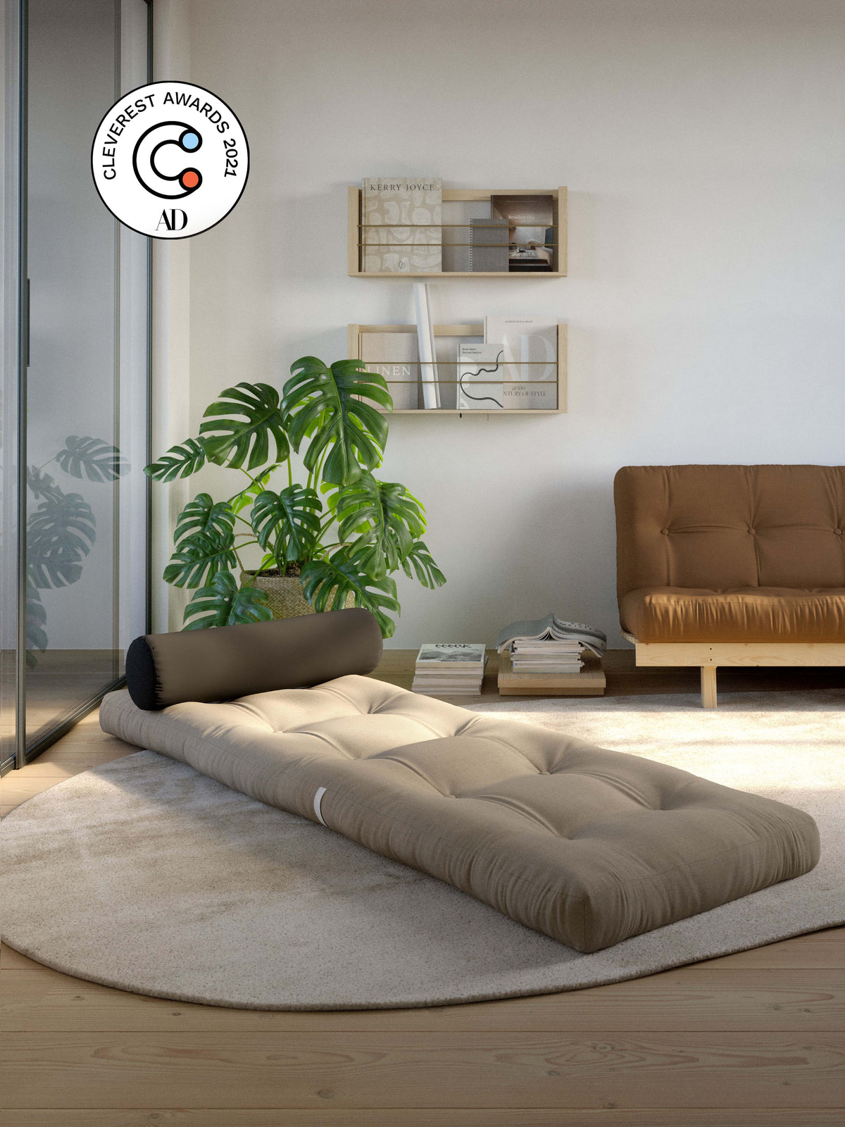 WRAP BROWN W. 1 CUSHION DARK GREY