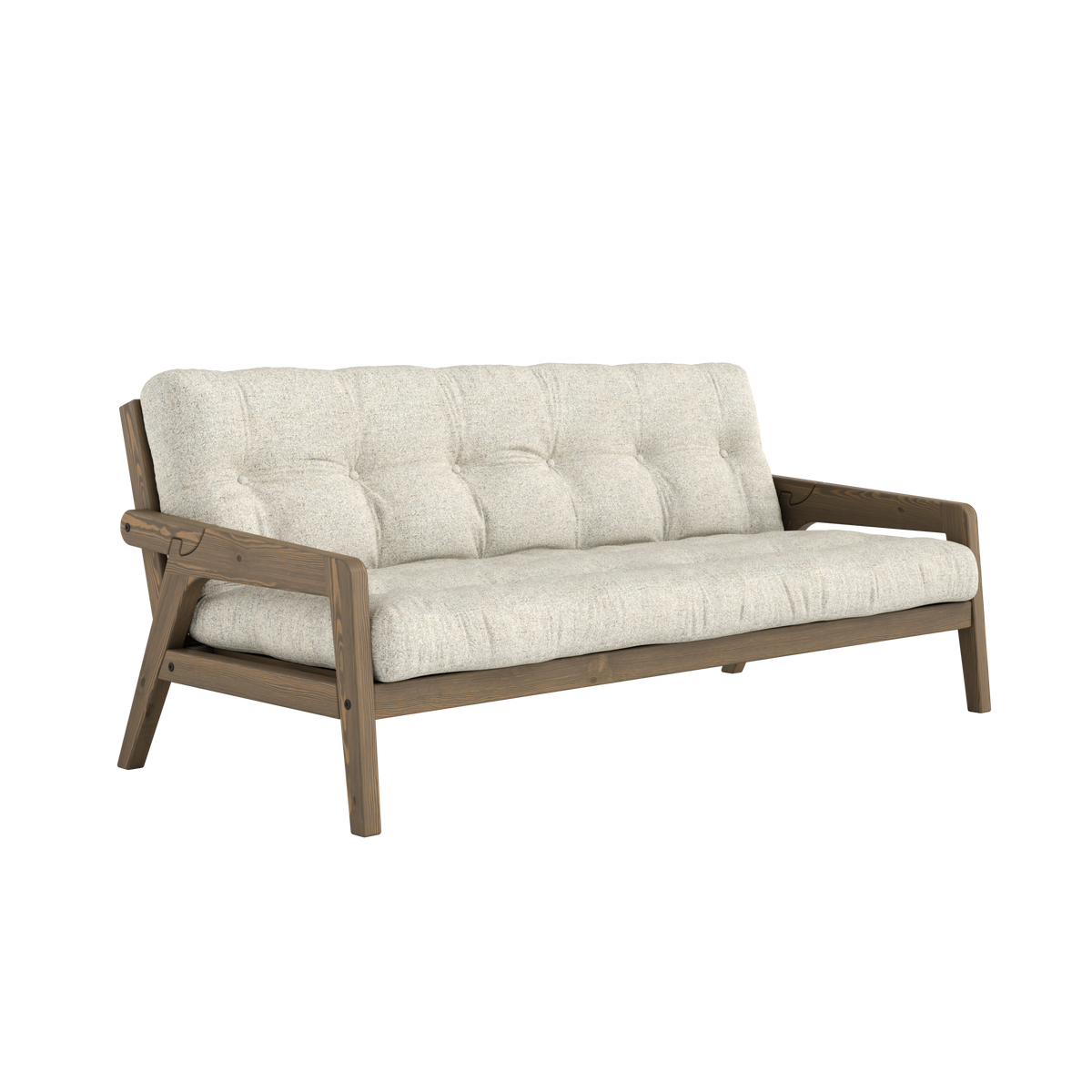GRAB CAROB BROWN LACQUERED W. 5-LAYER MIXED MATTRESS SOFT CHALK