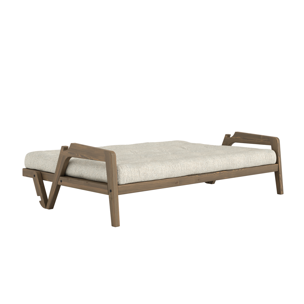 GRAB CAROB BROWN LACQUERED W. 5-LAYER MIXED MATTRESS SOFT CHALK