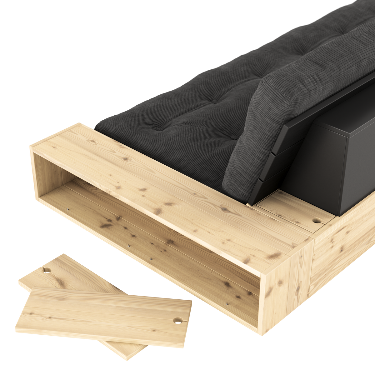 BASE COBALT BLUE LACQUERED W. 2 SIDEBOXES CLEAR W. 5-LAYER MIXED MATTRESS ROYAL BLUE