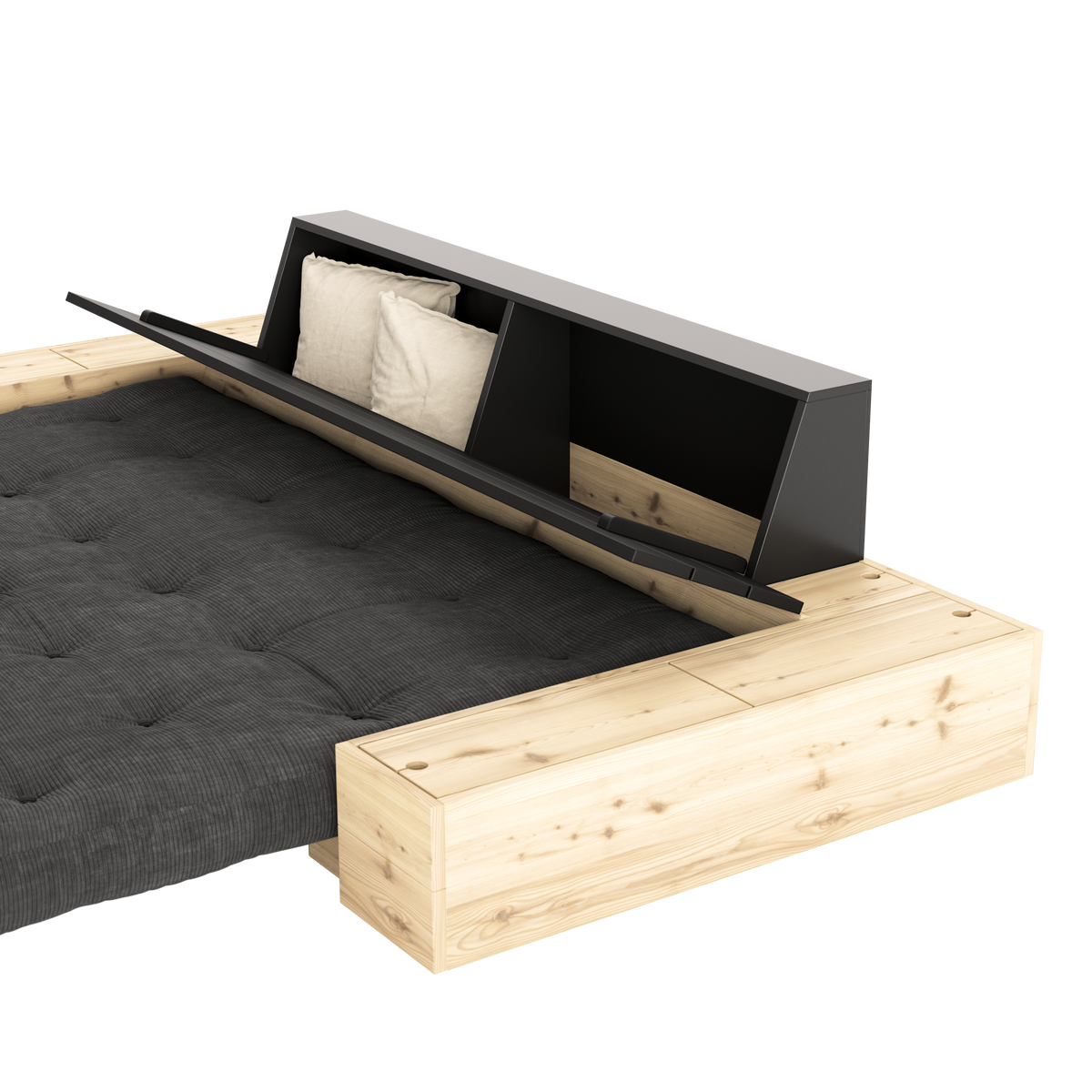 BASE COBALT BLUE LACQUERED W. 2 SIDEBOXES CLEAR W. 5-LAYER MIXED MATTRESS ROYAL BLUE
