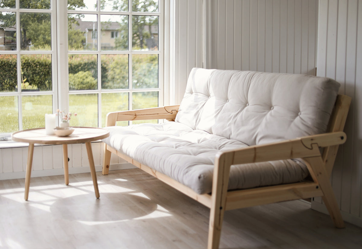 GRAB CAROB BROWN LACQUERED W. 5-LAYER MIXED MATTRESS DARK GREY