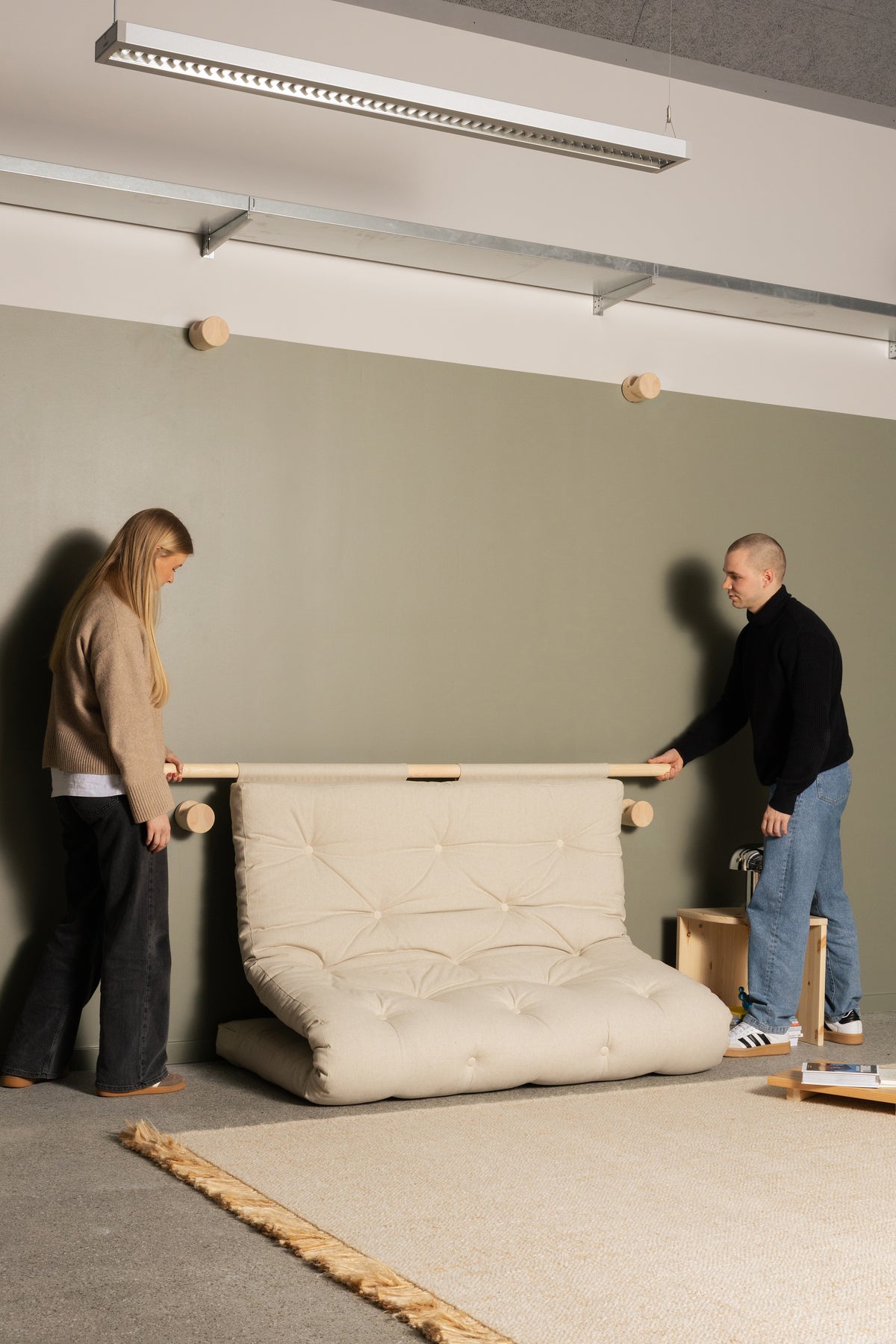HOOKED RAW 135 X 200 W. BRAVO MATTRESS MELLOW BROWN