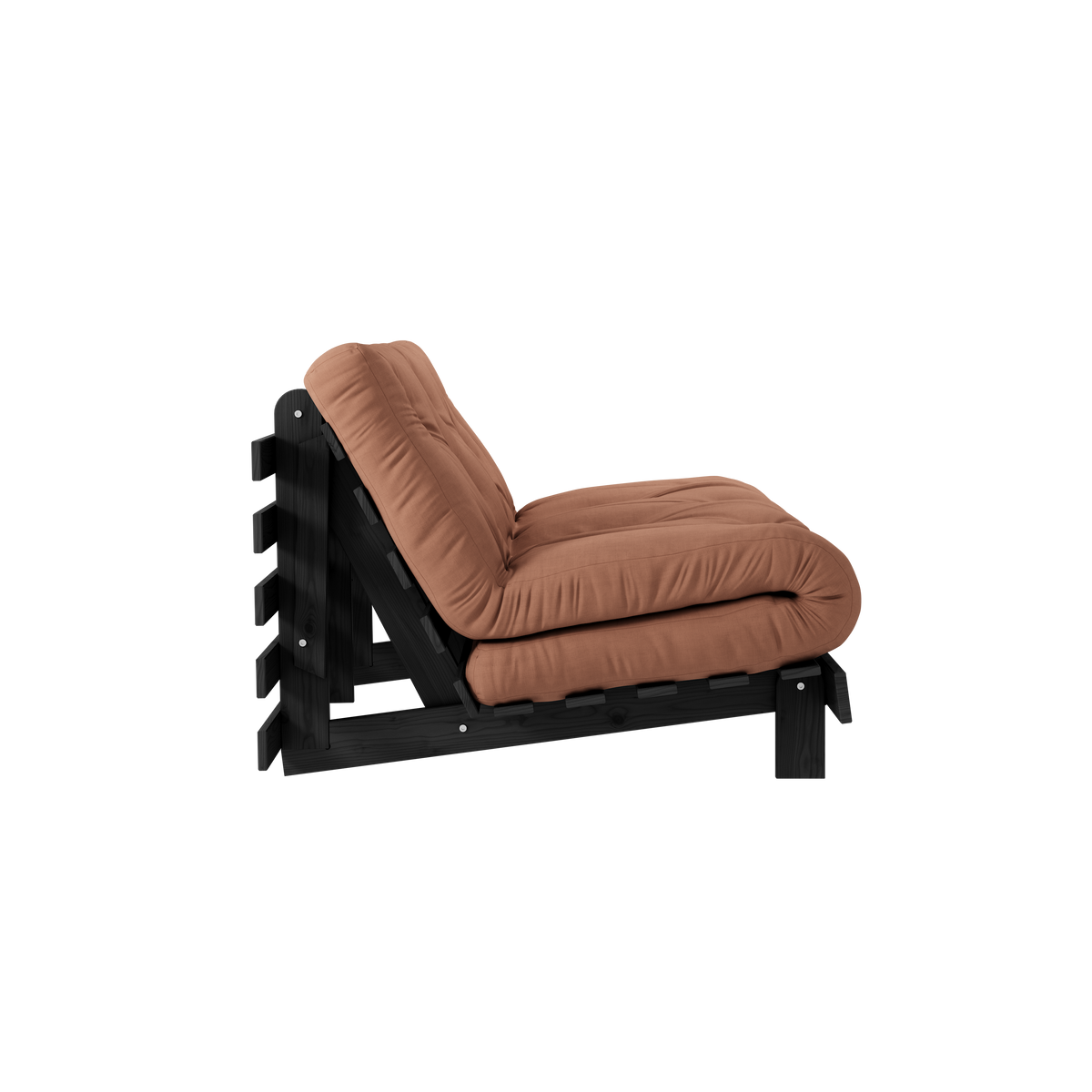 ROOTS BLACK NIGHT LACQUERED 140 X 200 W. ROOTS MATTRESS CLAY BROWN